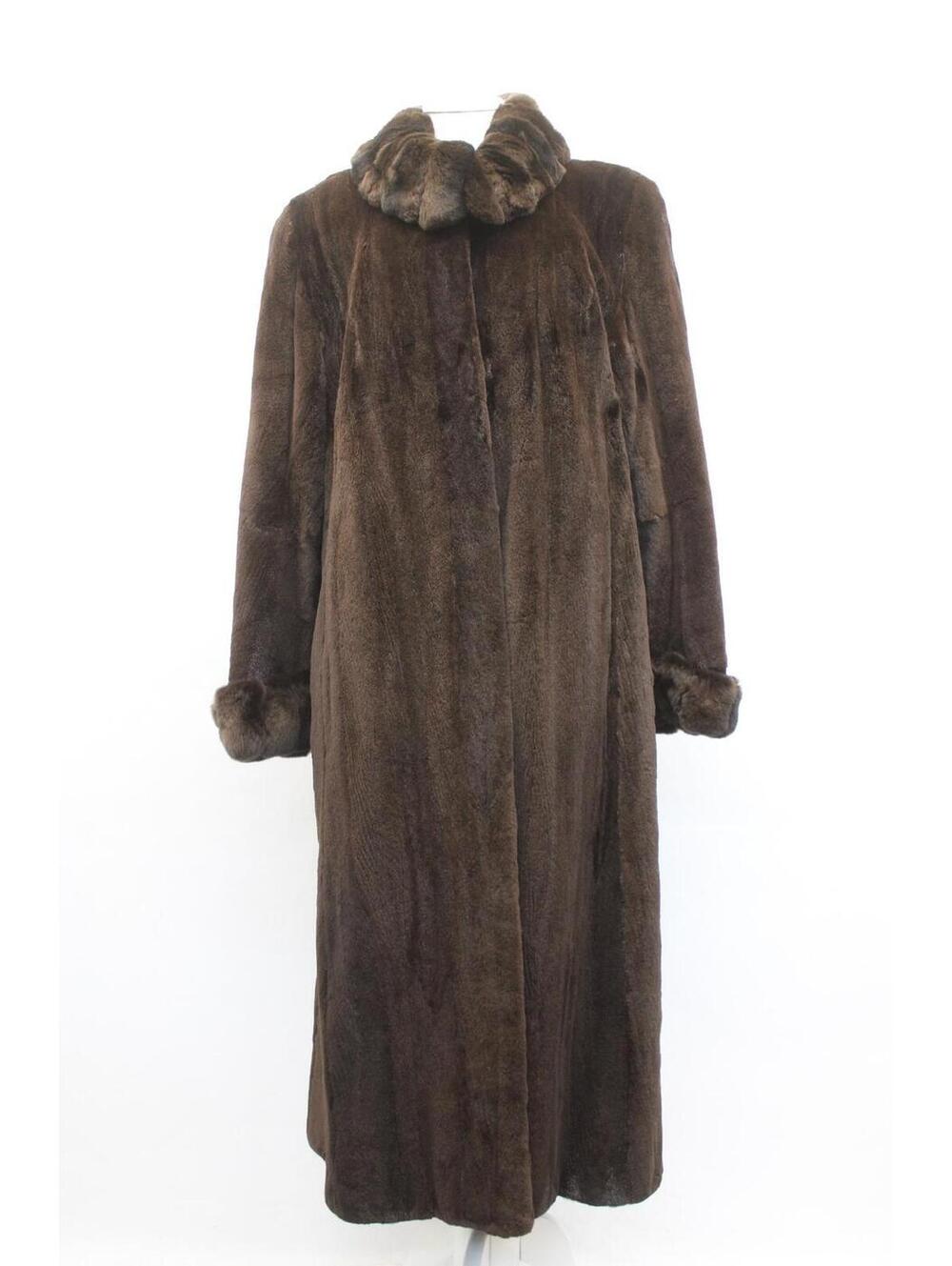 Excellent Sheared Dark Ranch Mink & Rex Rabbit Fur Coat Women Woman Size 10 M